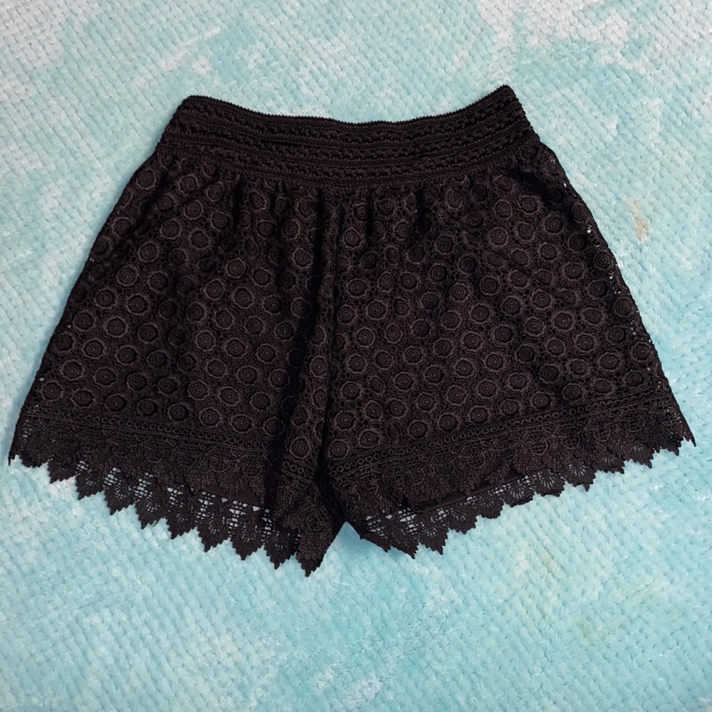 stretchy black lace shorts